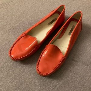 Geox red patent leather slip-ons.